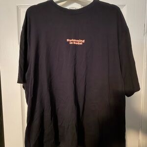 H&M Black Tee with Orange Text